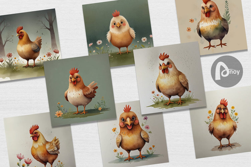 Digital Paper Illustration Chicken - So Fontsy