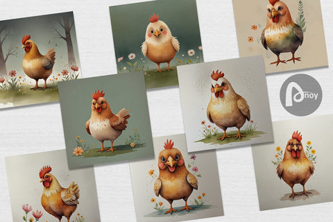 Digital Paper Illustration Chicken Digital Pattern artnoy 