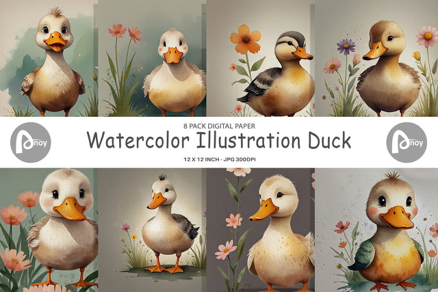 Digital Paper Illustration Duck Digital Pattern artnoy 