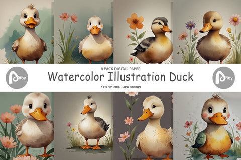 Digital Paper Illustration Duck Digital Pattern artnoy 