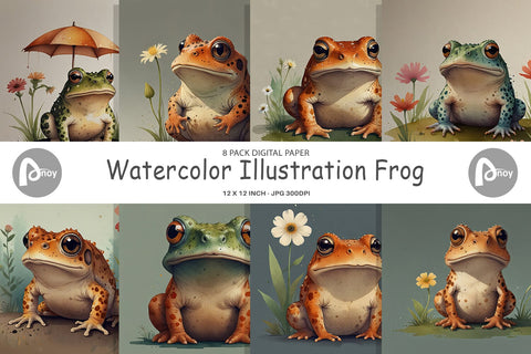 Digital Paper Illustration Frog Digital Pattern artnoy 