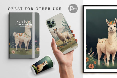 Digital Paper Illustration Llama Digital Pattern artnoy 