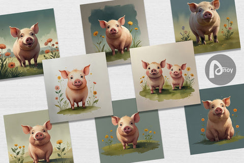 Digital Paper Illustration Pig Digital Pattern artnoy 