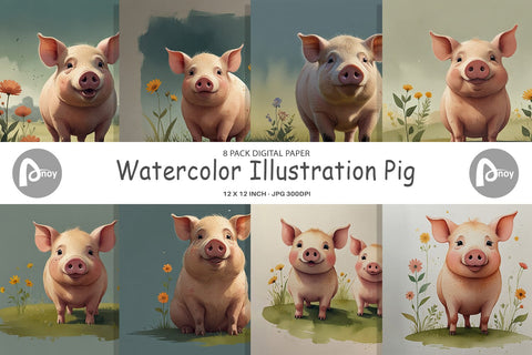 Digital Paper Illustration Pig Digital Pattern artnoy 