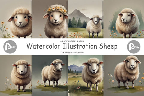 Digital Paper Illustration Sheep Digital Pattern artnoy 
