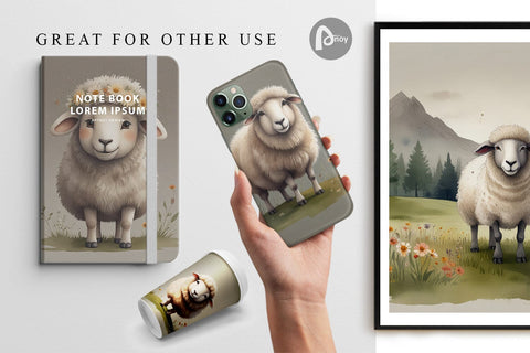 Digital Paper Illustration Sheep Digital Pattern artnoy 