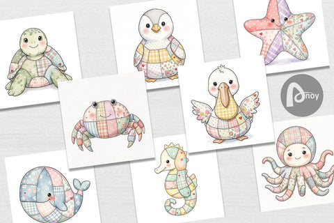 Digital Paper Innocent Beach Patchwork Watercolor Digital Pattern artnoy 