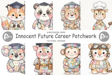Digital Paper Innocent Future Career Patchwork Digital Pattern artnoy 