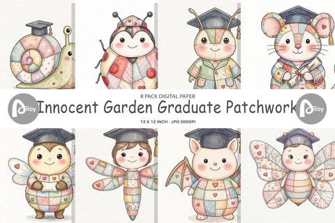 Digital Paper Innocent Garden Graduate Patchwork Digital Pattern artnoy 