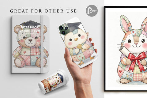 Digital Paper Innocent Graduation Patchwork Watercolor Digital Pattern artnoy 