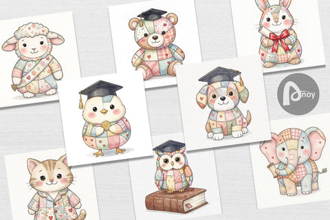 Digital Paper Innocent Graduation Patchwork Watercolor Digital Pattern artnoy 