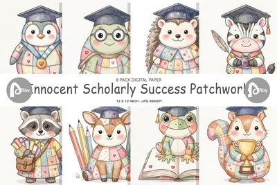 Digital Paper Innocent Scholarly Success Patchwork Digital Pattern artnoy 