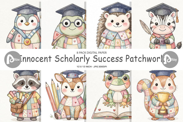 Digital Paper Innocent Scholarly Success Patchwork Digital Pattern artnoy 