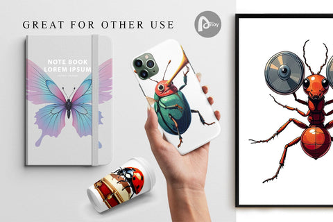 Digital Paper Insect Music Parade Sublimation artnoy 