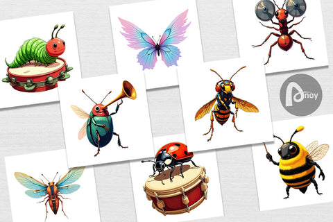 Digital Paper Insect Music Parade Sublimation artnoy 