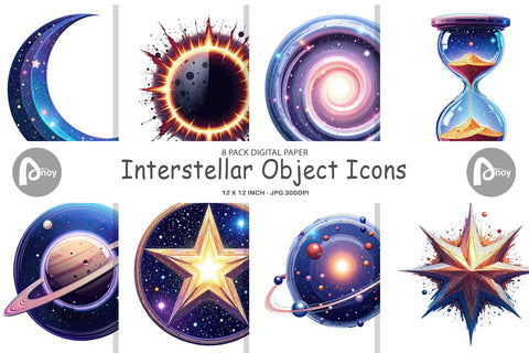 Digital Paper Interstellar Icons Digital Pattern artnoy 