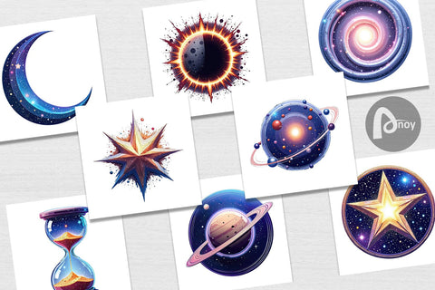 Digital Paper Interstellar Icons Digital Pattern artnoy 