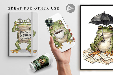 Digital Paper Introvert Frog Dark Academia Watercolor Digital Pattern artnoy 
