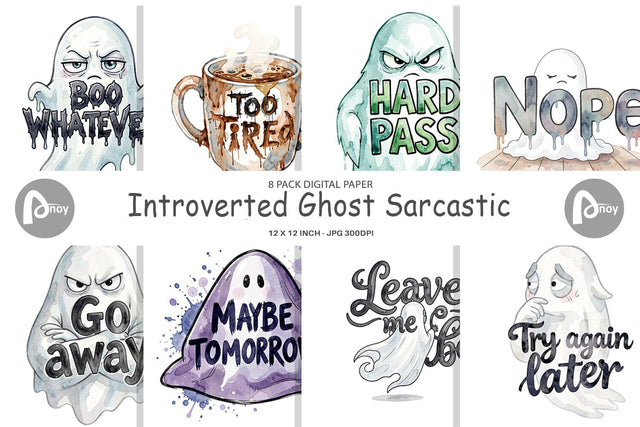 Digital Paper Introverted Ghost Sarcastic Digital Pattern artnoy 