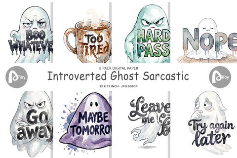 Digital Paper Introverted Ghost Sarcastic Digital Pattern artnoy 