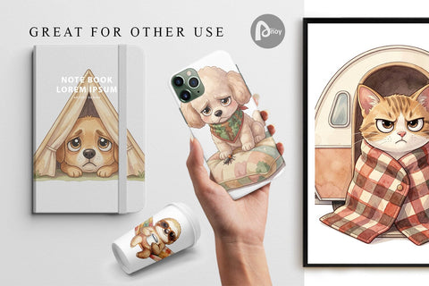 Digital Paper Introverted Glamping Animal Digital Pattern artnoy 