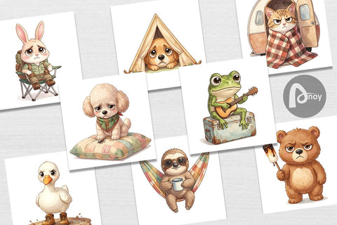 Digital Paper Introverted Glamping Animal Digital Pattern artnoy 