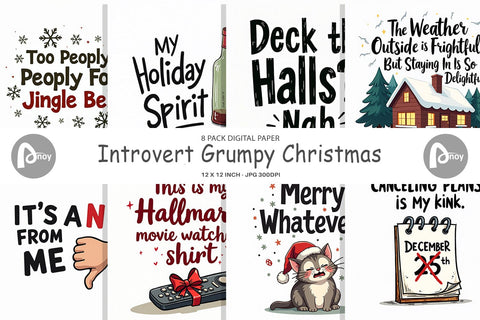 Digital Paper Introvert's Grumpy Christmas Digital Pattern artnoy 