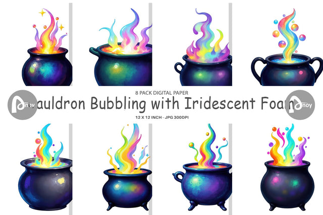 Digital Paper Iridescent Bubble Cauldron Digital Pattern artnoy 