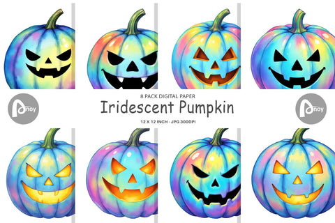 Digital Paper Iridescent Pumpkin Digital Pattern artnoy 