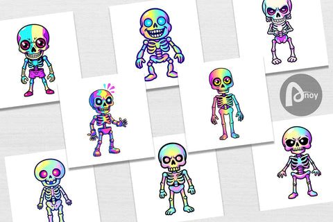 Digital Paper Iridescent Skeleton Digital Pattern artnoy 