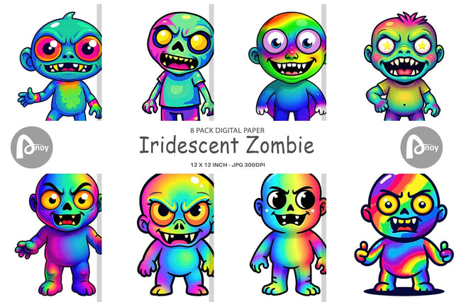 Digital Paper Iridescent Zombie Digital Pattern artnoy 