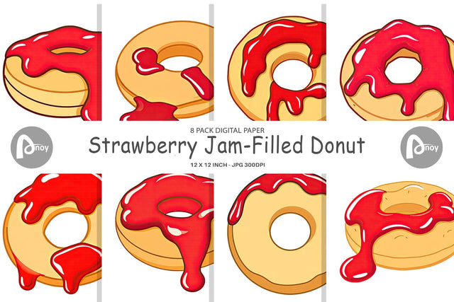 Digital Paper Jam Filled Donut Digital Pattern artnoy 