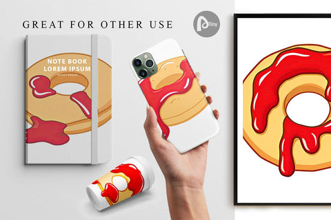 Digital Paper Jam Filled Donut Digital Pattern artnoy 