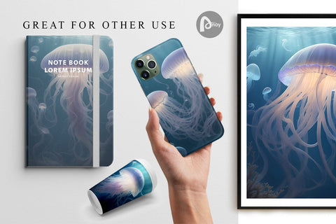 Digital paper Jellyfish Float Digital Pattern artnoy 