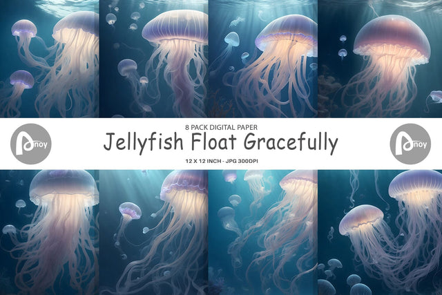 Digital paper Jellyfish Float Digital Pattern artnoy 