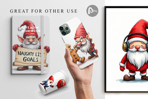 Digital Paper Jingle Hell: Cynical Christmas Gnome Digital Pattern artnoy 