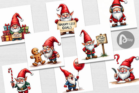 Digital Paper Jingle Hell: Cynical Christmas Gnome Digital Pattern artnoy 