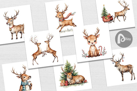 Digital Paper Jolly Reindeer Digital Pattern artnoy 