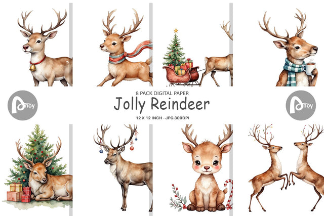 Digital Paper Jolly Reindeer Digital Pattern artnoy 