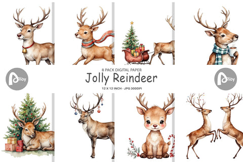 Digital Paper Jolly Reindeer Digital Pattern artnoy 