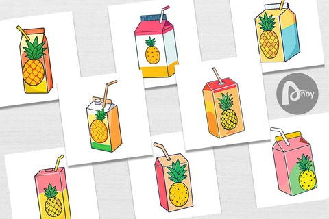 Digital Paper Juice Box Digital Pattern artnoy 