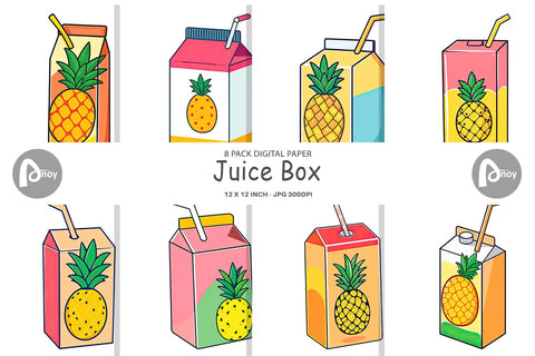 Digital Paper Juice Box Digital Pattern artnoy 