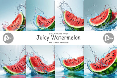 Digital Paper Juicy Watermelon Digital Pattern artnoy 