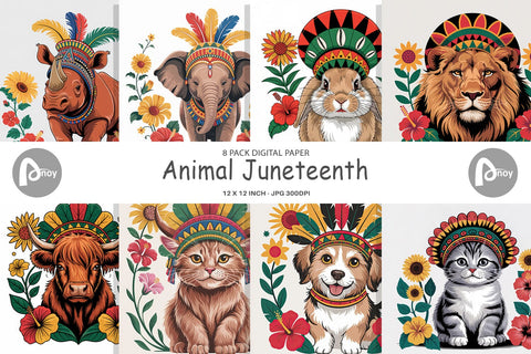 Digital Paper Juneteenth Animal Digital Pattern artnoy 
