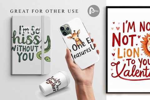 Digital Paper Jungle Giggles Funny Animal Valentine Puns Digital Pattern artnoy 