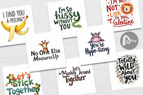 Digital Paper Jungle Giggles Funny Animal Valentine Puns Digital Pattern artnoy 