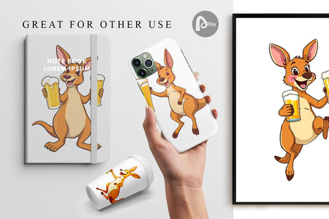 Digital Paper Kangaroo Beer Day Digital Pattern artnoy 