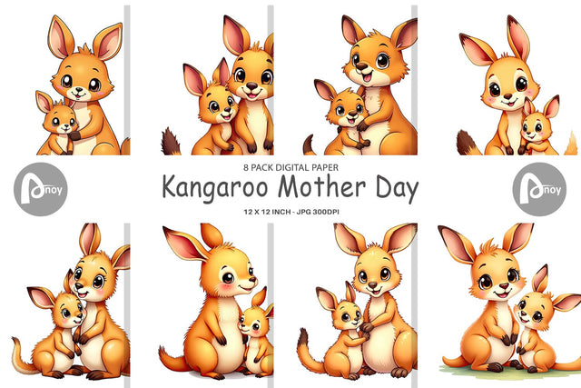 Digital Paper Kangaroo Mother's Day Digital Pattern artnoy 