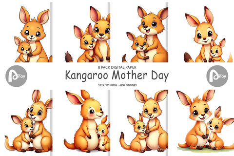 Digital Paper Kangaroo Mother's Day Digital Pattern artnoy 