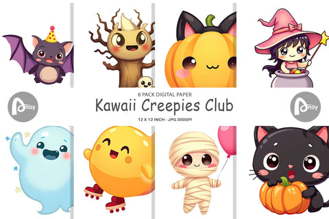 Digital Paper Kawaii Creepy Club Digital Pattern artnoy 